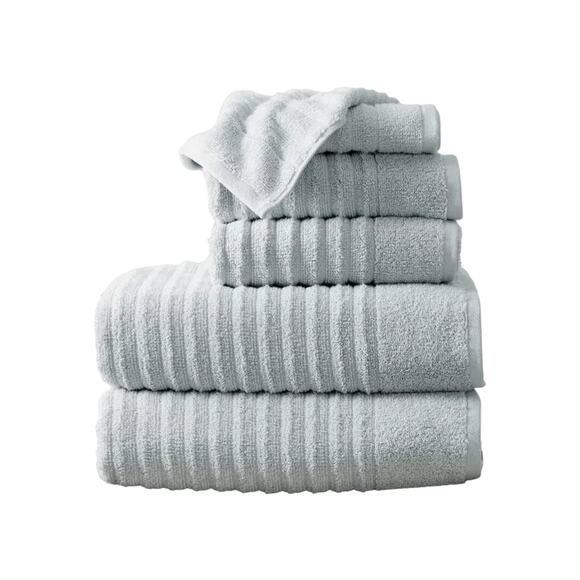 Woverly Luxury Ribbed 100% Cotton Quick Dry 6 Piece Bath Towel Set Light Gray - Picture 1 of 7